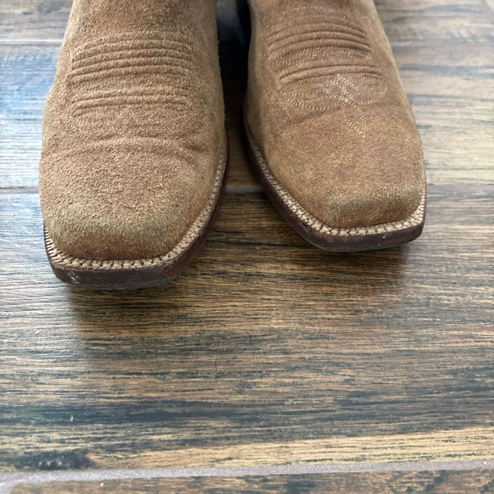 Vintage Justin Heritage Western Cowboy Boots Roughout 10EE Longhorn Inlay Texas - Picture 3 of 10